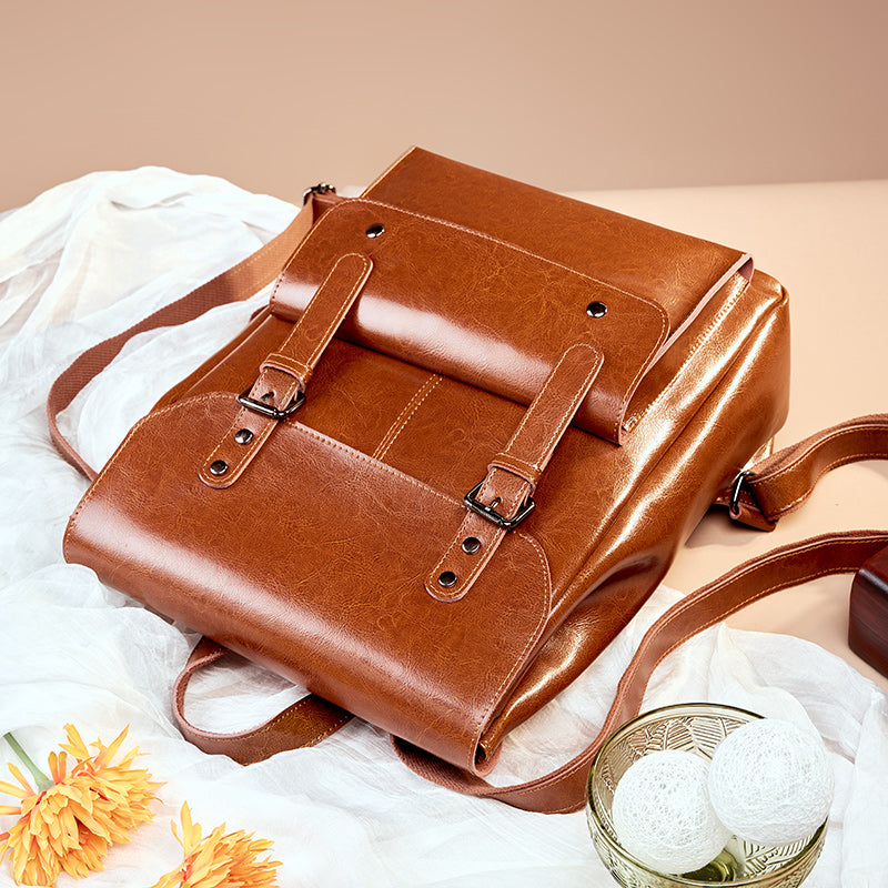 Sac à dos femme en cuir Valmio Delora - marron