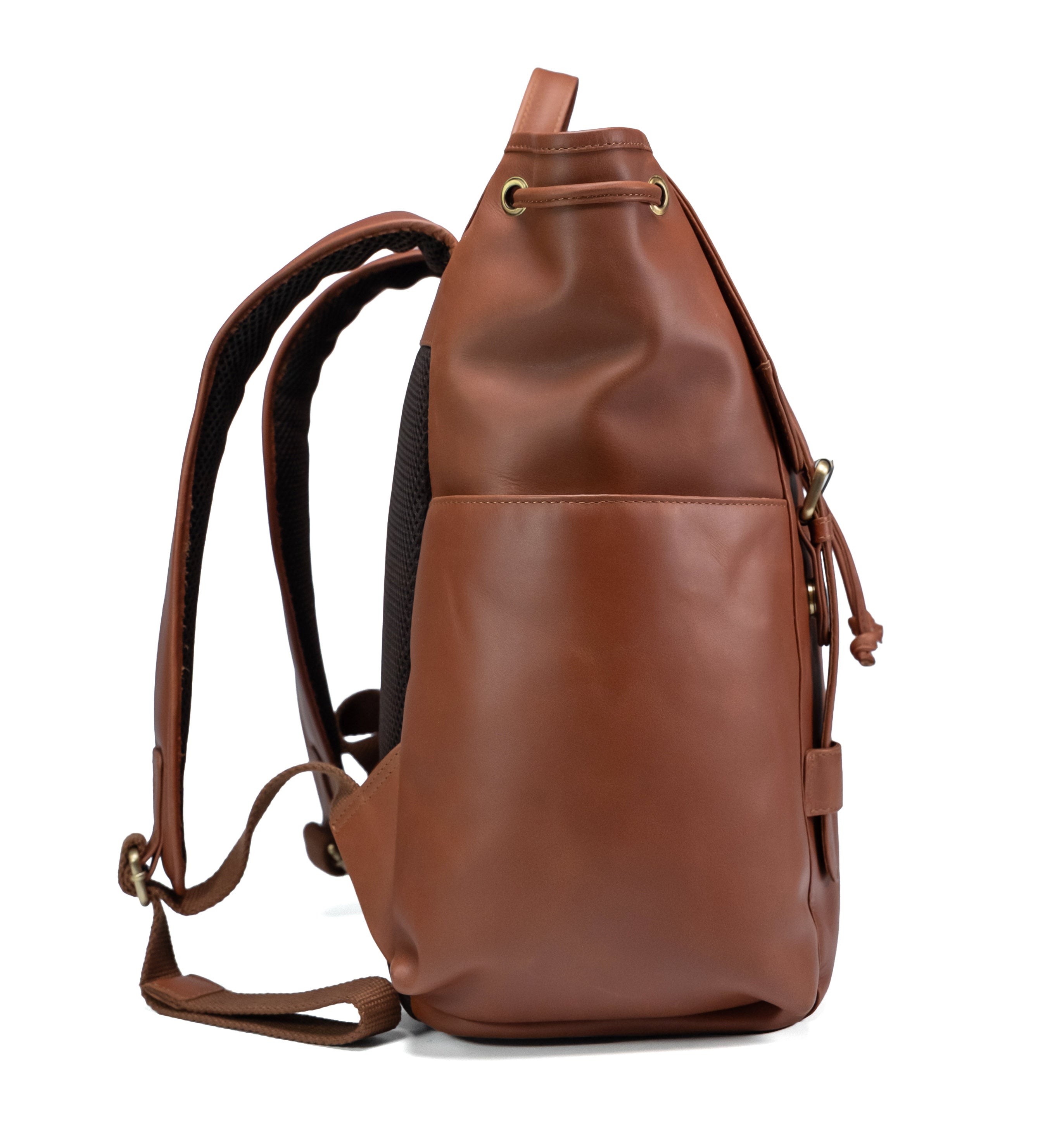 Valmio Noble Leather Backpack Dark Cognac