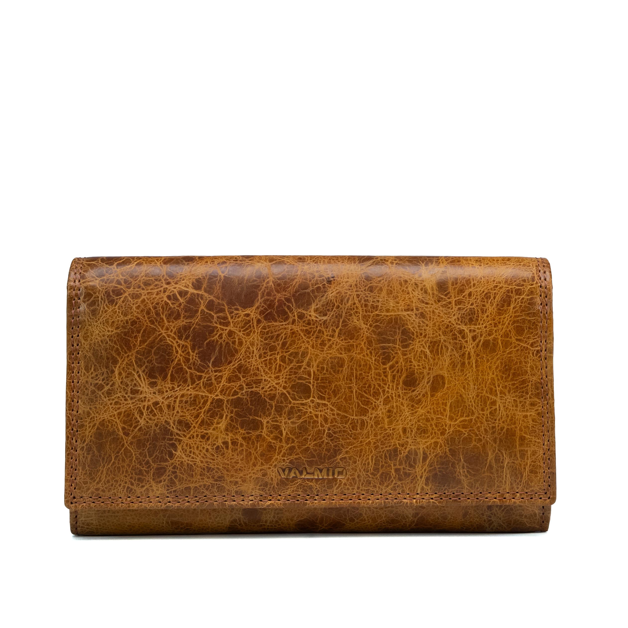 Cartera de cuero para mujer Valmio Nook 2436 Color coñac