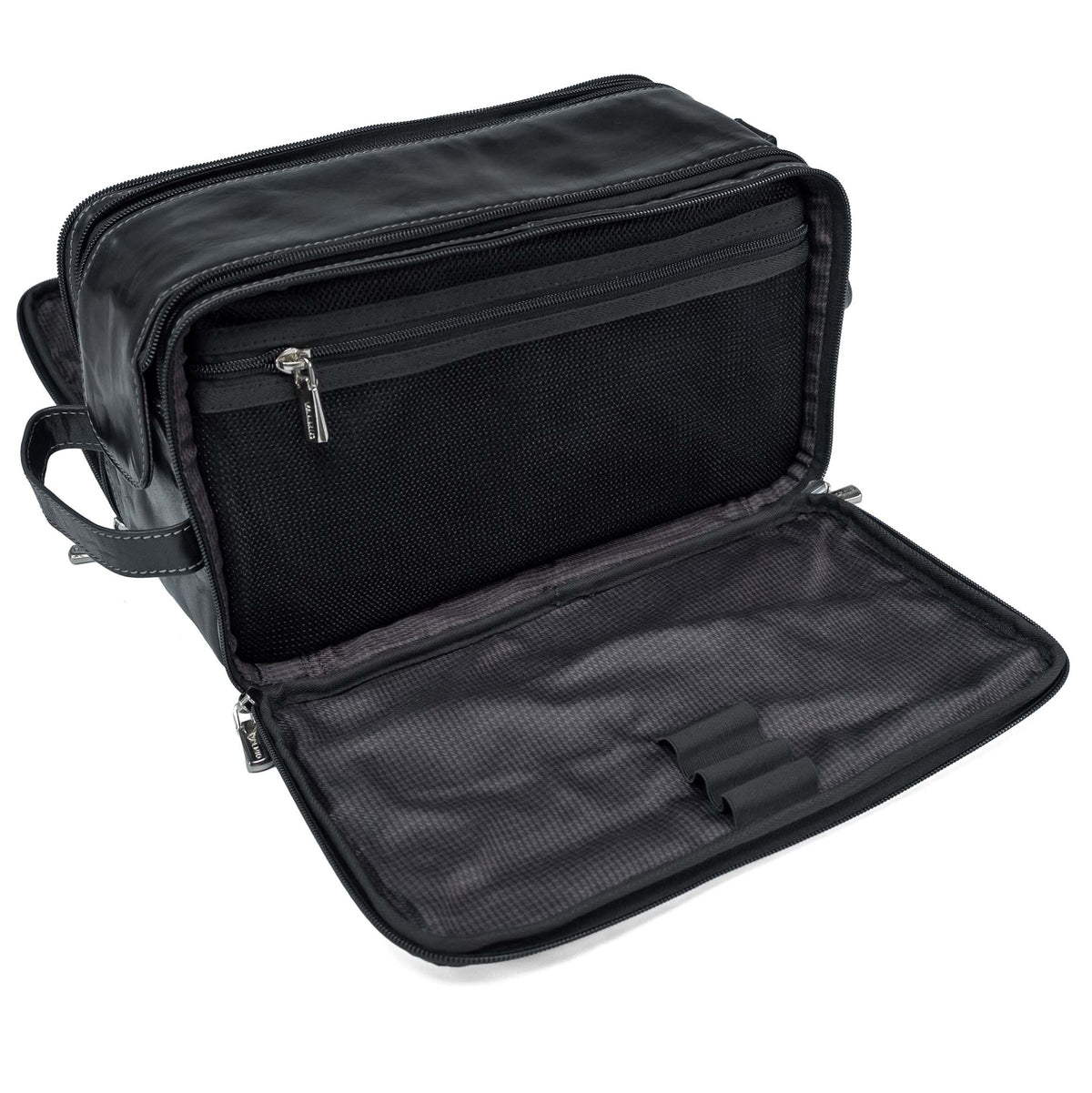 Trousse de toilette en cuir Valmio Focus noire