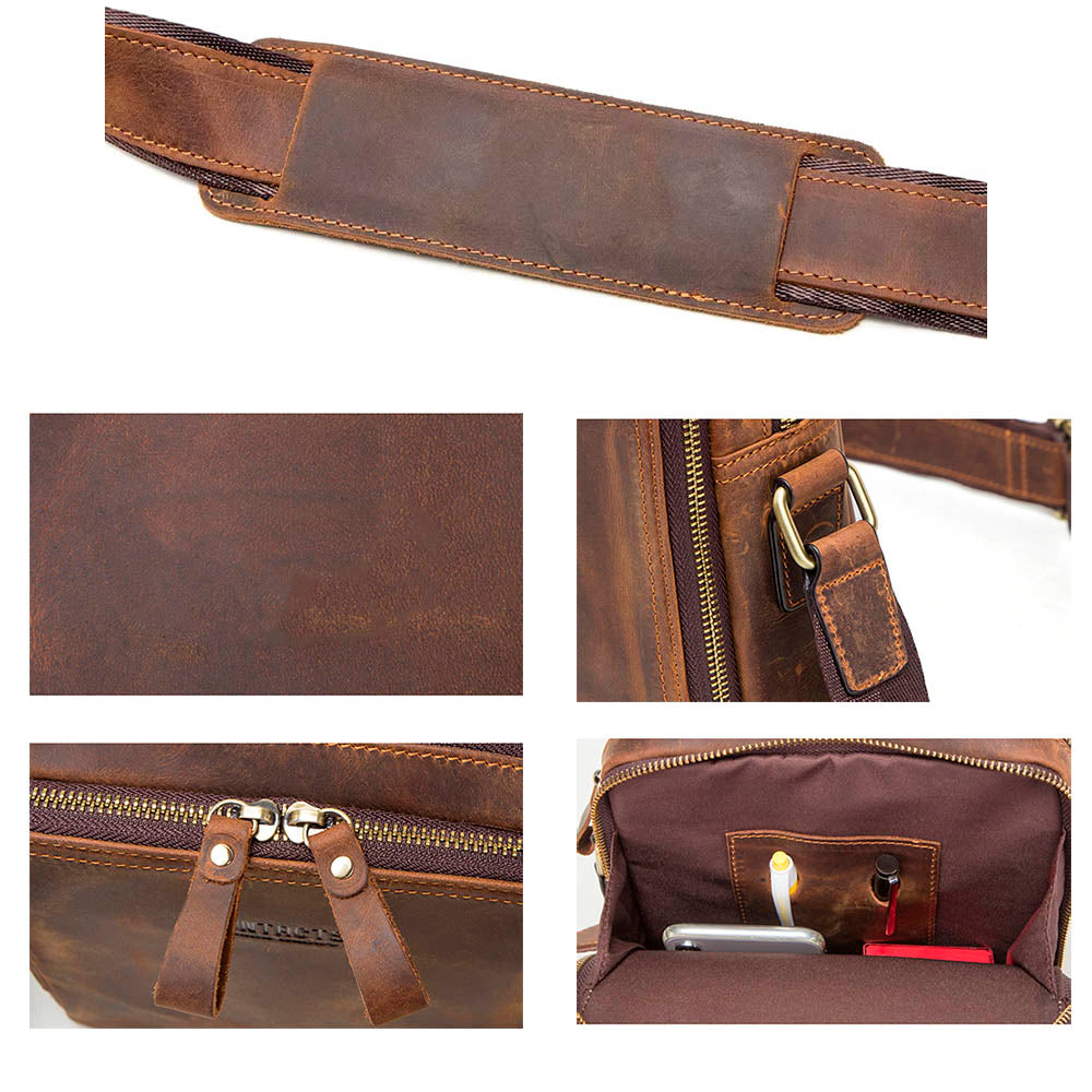 Sac bandoulière marron pour homme Lerno