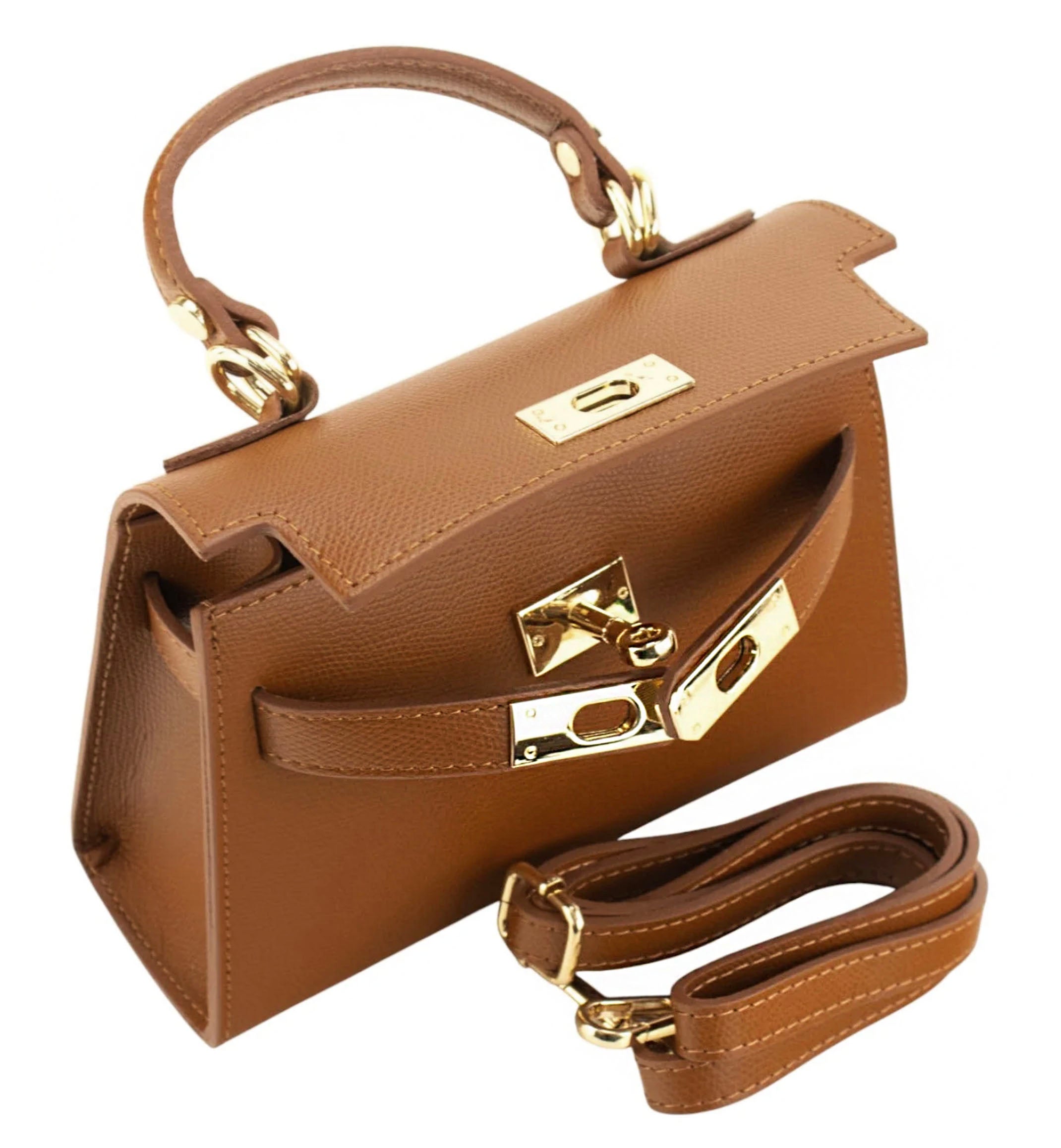 Leather women's handbag LUKA 24-002 CAMEL