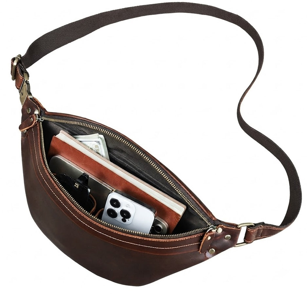 Bolso cinturón de cuero para hombre Crost