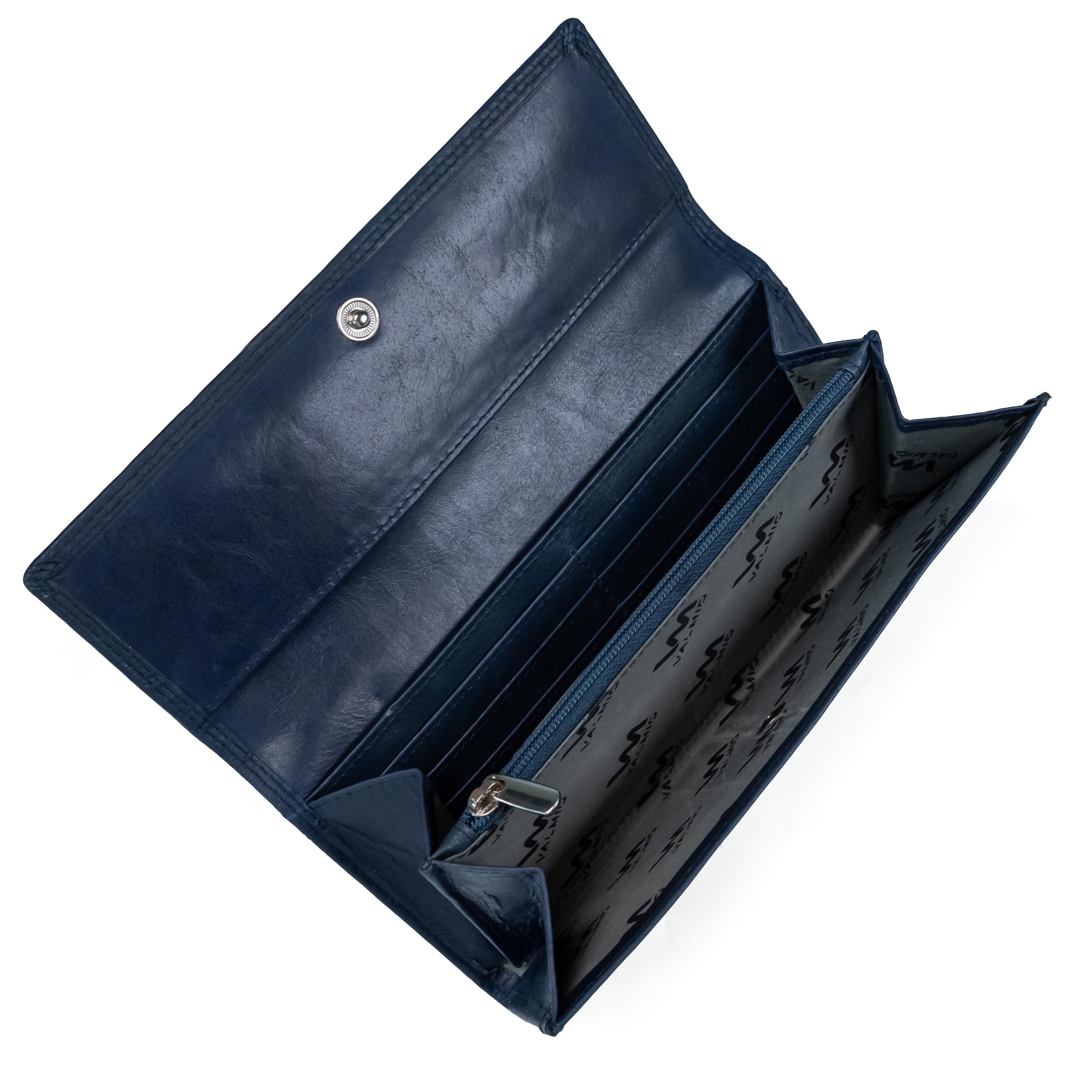 Leren damesportemonnee Valmio Pouch Donkerblauw
