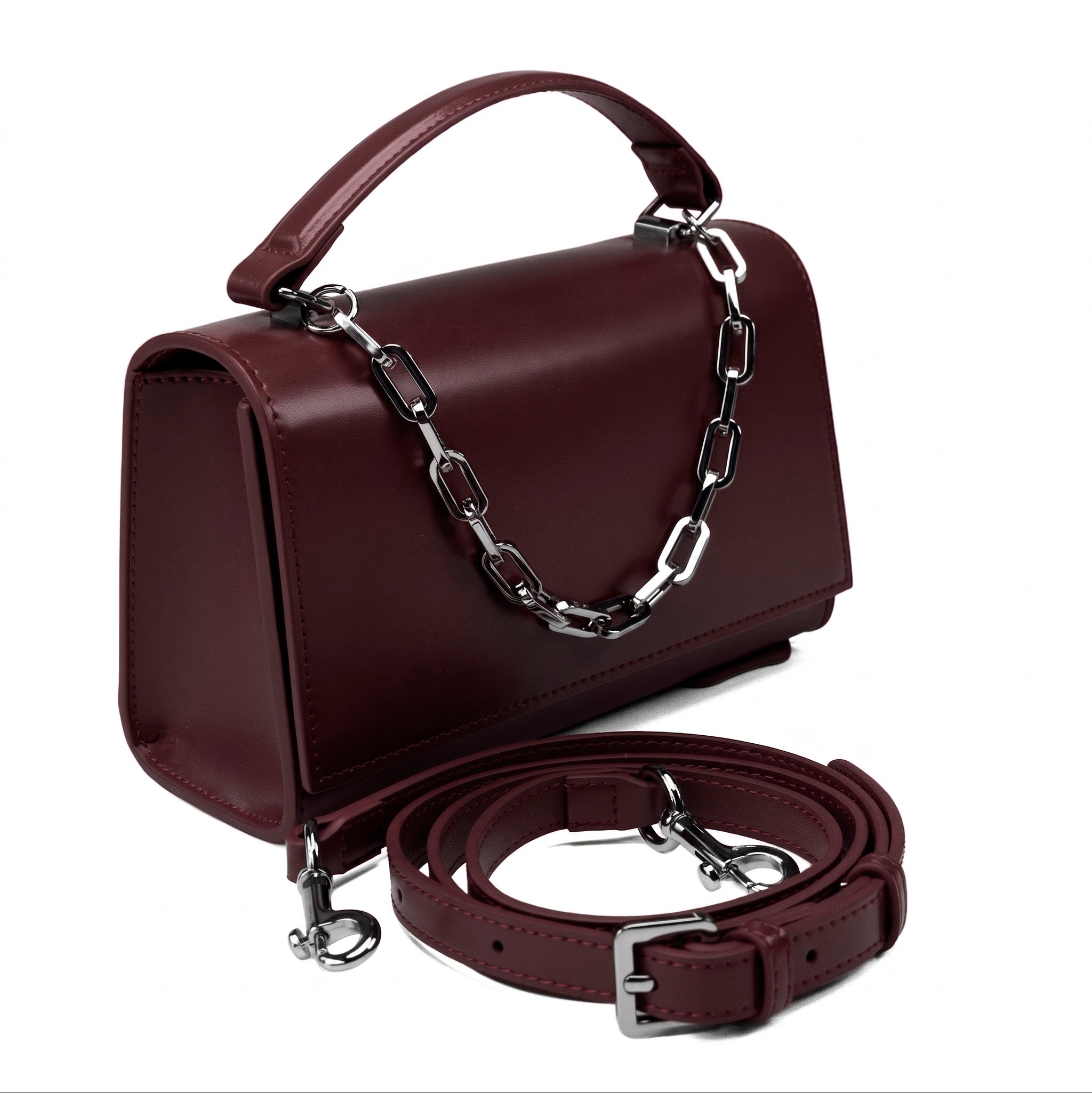 Sac à main en cuir pour femme Valmio Rinora - bordeaux